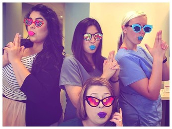Team members having fun